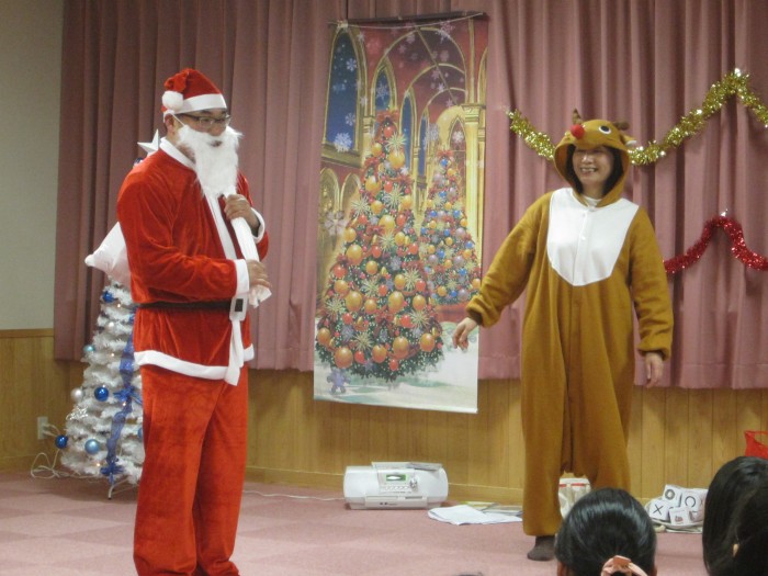 Santa Claus and reindeer